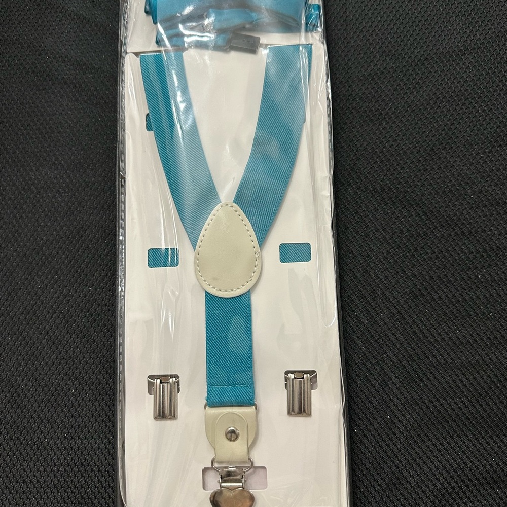 Teal Suspenders with White Accents